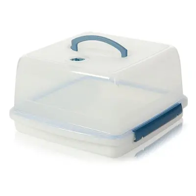 Lock & Lock Square Cake Box - Clear/Blue, 12.6