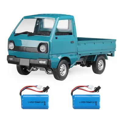 (Two Batteries) 1/10 2.4G 2WD Military Truck Crawler Off Road RC Car Vehicle Models Toy Blue