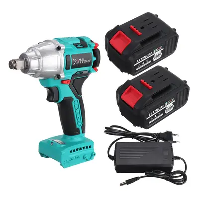 (Two Batteries EU Plug) 520N.M 1/2" 6200rpm Brushless Cordless Electric Wrench Forward Lock Swit