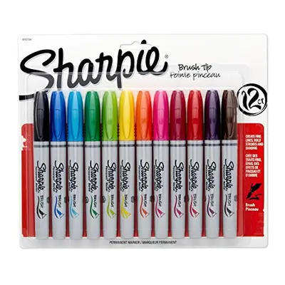 Sharpie Permanent Markers, Brush Tip, Assorted, Pack