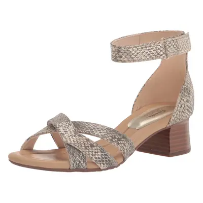 Clarks Women's Desirae Lily Heeled Sandal Beige Metallic Synthetic