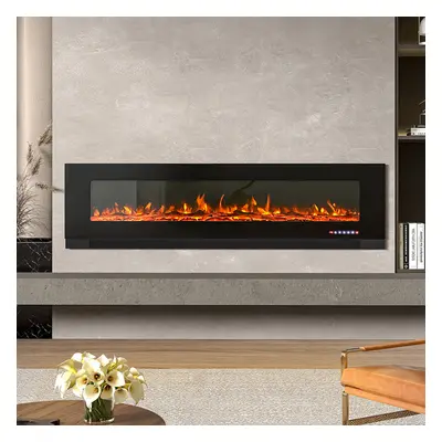 (Black, 72inch) LED Electric Fireplace with Remote Control