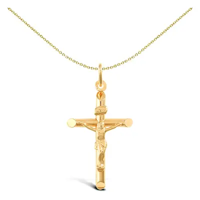 Jewelco London 9ct Yellow Gold INRI Crucifix Cross Pendant - JPX012