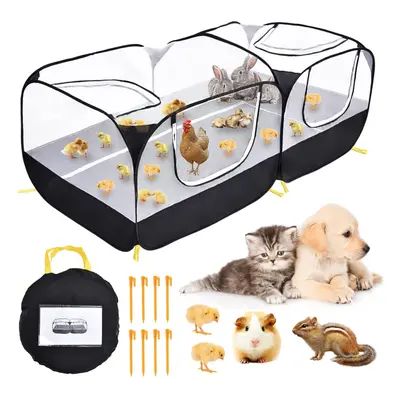 Small Animals Playpen with Detachable Bottom Breathable Transparent Mesh Walls, Foldable Pet Enc