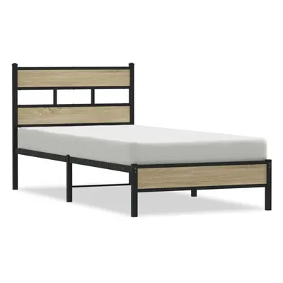 (sonoma oak, x cm/ with headboard & low footboard) vidaXL Metal Bed Frame without Mattress Bed B