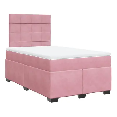 vidaXL Box Spring Bed with Mattress Bed Pink 120x190 cm Small Double Velvet