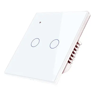 (White) WiFi+RF433 Smart Light Touch Switch 2Gang EU Wireless Remote Control Works with Alexa Go