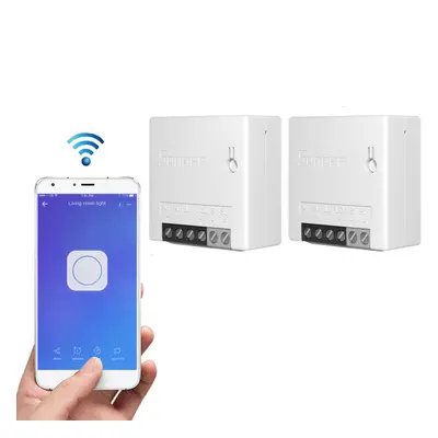 2pcs MiniR2 Two Way Smart Switch 10A AC100-240V Works with Amazon Alexa Google Home Assistant Ne