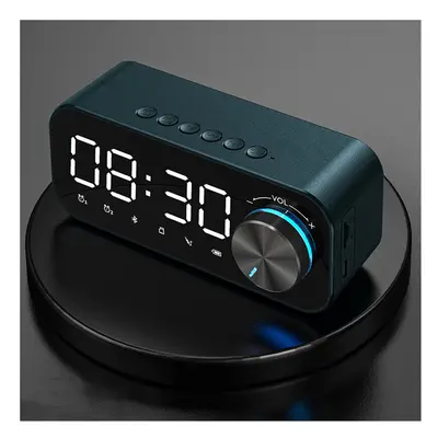 (Blue) Bluetooth 5.0 Speaker Alarm Clock Night Light Multiple Play Modes LED Display Surround St