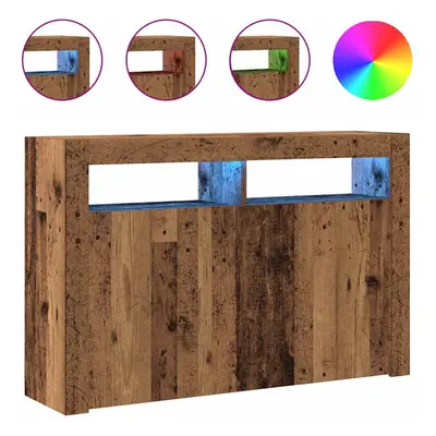 (old wood, 115.5 x x cm) vidaXL Sideboard with LED Lights Unit 115.5x30x75 cm/80x35x75 cm Multi 