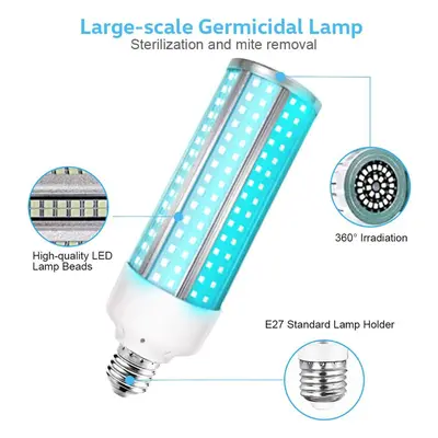 (80W) 40W 80W UV Germicidal Lamp UVC E27 LED Bulb Household Ozone Disinfection Light With 1.7M L