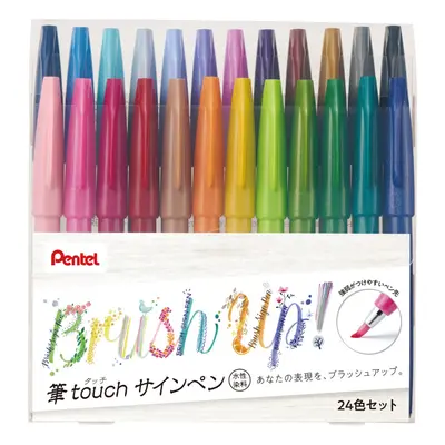 Pentel SES15C-24ST Brush Touch Sign Pen Set of Colors