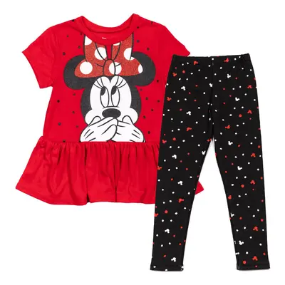 Disney Minnie Mouse Valentines Day Little Girls Peplum T-Shirt and Leg