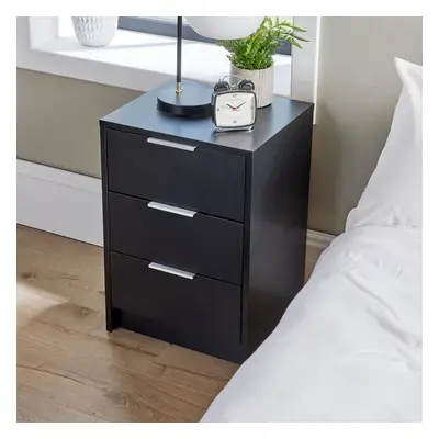 (Black) Phoenix Drawer Bedside Table Storage Unit