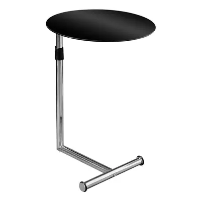 Adjust/Rnd Snack Table Blk Gls W/Chrm Leg Dia X 55To70Cm