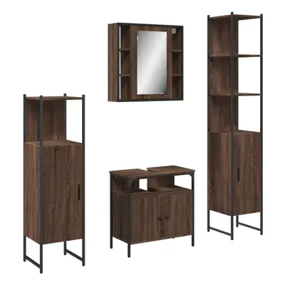 vidaXL Bathroom Cabinet Set Piece Sink Cabinet Brown Oak Engineered Wood