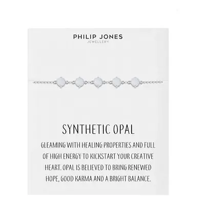 Philip Jones Synthetic White Opal Gemstone Bracelet with Quote Card