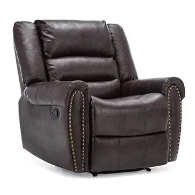 (Brown) Denver Bonded Leather Recliner Armchair W Stud Sofa Home Lounge Chair Reclining