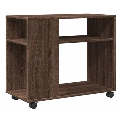 (brown oak) vidaXL Side Table with Wheels Hall Tea End Table Sofa Table Engineered Wood