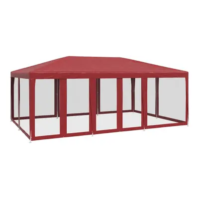 vidaXL Party Tent with Mesh Sidewalls Party Gazebo Canopy Marquee Red HDPE