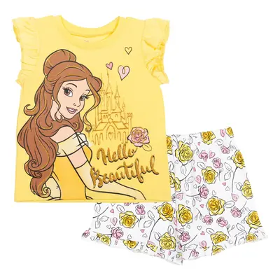 Disney Princess Belle Big Girls T-Shirt and French Terry Shorts Outfit