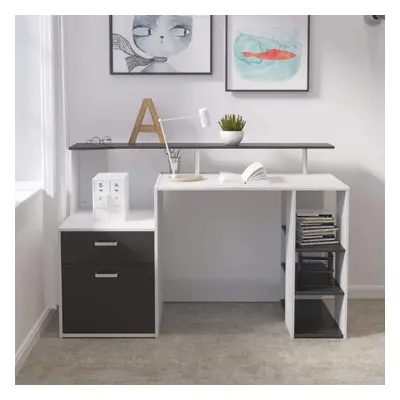 (Black) Computer Desk for Home,Wood Office Desk with Drawers/Shelves Storage,Home Office Study T