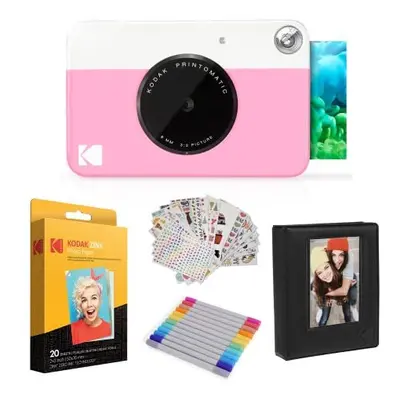 Printomatic Instant Camera Pink Gift Bundle Zink Paper Sheets Case Sticker Sets Markers Photo Al