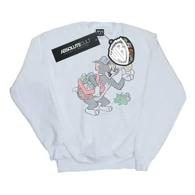 (4XL, White) Tom And Jerry Mens Egg Hunt Sweatshirt