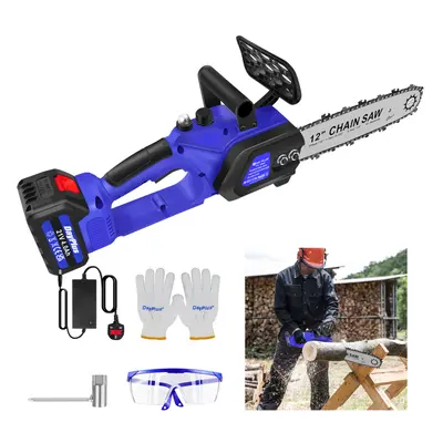 12 Inch Electric Chainsaw Auto-Oiler Cordless Brushless Chain Saw with Chains Battery, 10m/s Cha