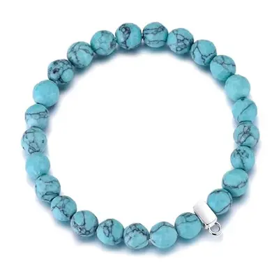 Philip Jones Faceted Synthetic Turquoise Gemstone Charm Stretch Bracelet