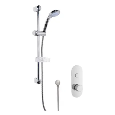 Shower Bundle Concealed Round Push Button Valve & Multi Function Handset Slide Rail Kit - Chrome