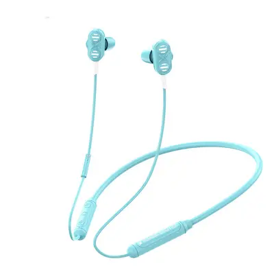 (Blue) Neck-mounted K Song Bluetooth 5.0 Headset Wired Stereo Bass Headphones Waterproof Earphoe