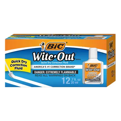 BIC Wite-Out Brand Quick Dry Correction Fluid ml White 12-Count