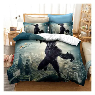 (Style 01, Single(135X200CM/2PCS)) Black Panther Bedding Single Double Duvet Cover UK