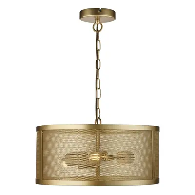 Searchlight Fishnet Light Drum Pendant Matt Gold