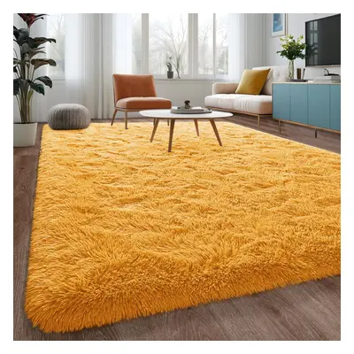 (MUSTARD, X 290) Non-Slip Rugs Shaggy Rug Soft Pile Carpet Mat