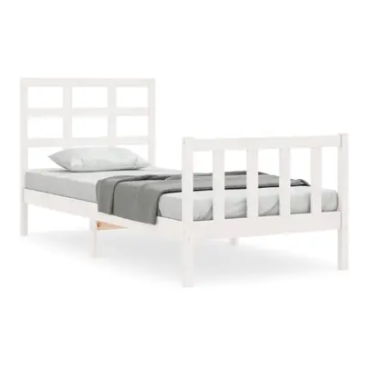 (white, x cm) vidaXL Bed Frame Bed Base Wooden Bed with Headboard Black King Size Solid Wood