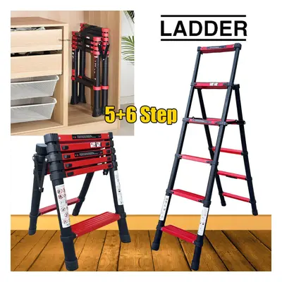 1.7M Multi-Purpose Aluminum Foldable Telescopic A Frame 5+6Step Ladder