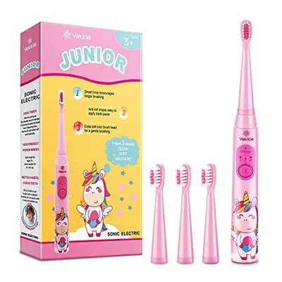 Vekkia Sonic Rechargeable Kids Electric Toothbrush, Modes with Memory, Fun & Easy Cleaning, Stro