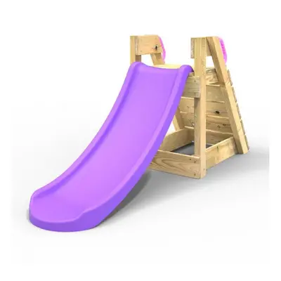 (Purple) Rebo 4ft Toddler Adventure Slide with Wooden Platform and Climbing Wall