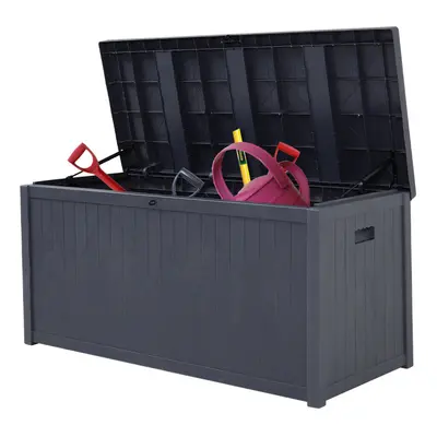 (430L-Grey) Outdoor Garden Storage Box 290L 430L Chest Cushion Plastic Shed Case Sit-On Lid