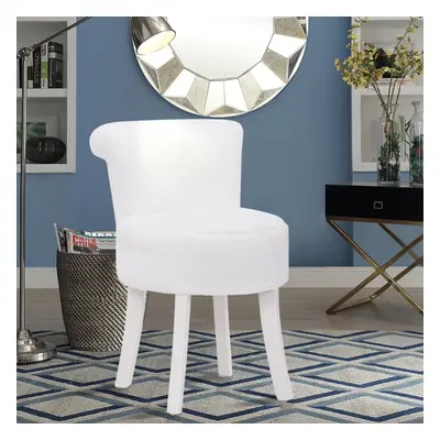 (White) Plush Shaggy Dressing Table Stool Chair Piano Makeup Seat Vanity