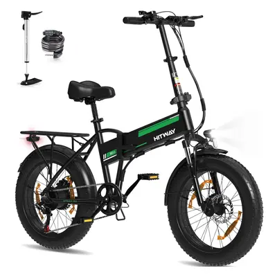 (Black-Green) Hitway Electric Bike BK10SP - 20*4.0 Inch Fat Tire City Commuter EBike with Remova