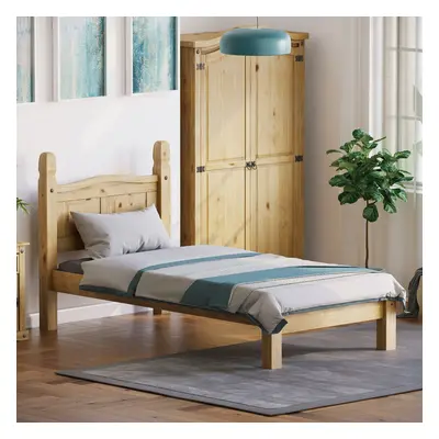 (Single) Corona Bed Frame Low Foot Pine Wood Rustic Wax