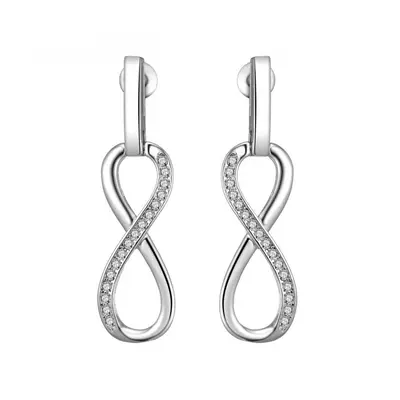 Silver Plated Infinity Drop Earrings Created with Zircondia Crystals