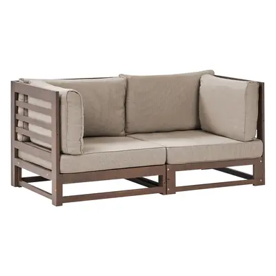 Garden Sofa Seater TRANI Modular Certified Acacia Wood Dark Brown