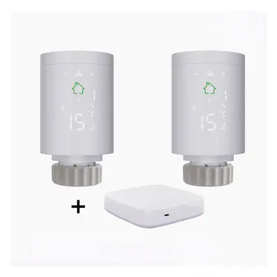 (Gateway+2pcs Controller) Smart Radiator Actuator Programmable Thermostatic Radiator Valve Tempe