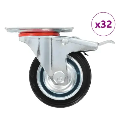 vidaXL 32x Swivel Casters with Double Brakes 75mm Trolley Furniture Wheels