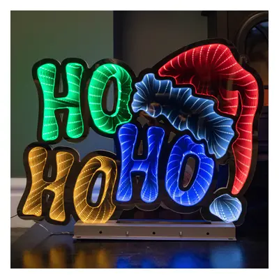 40cm Infinity Ho Ho Ho on Metal Base with Multi-Coloured LEDs