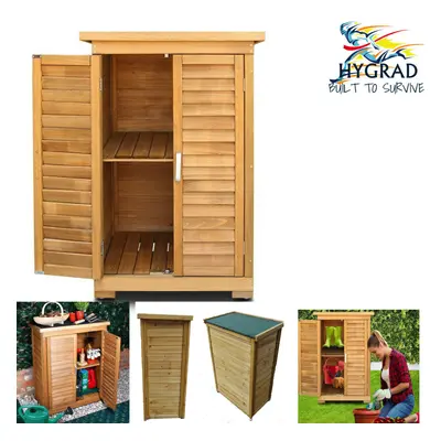 (Medium Outdoor Cabinet ) HYGRADÂ® Wooden Outdoor Garden Cabinet Utility Storage Tools Shelf Sto